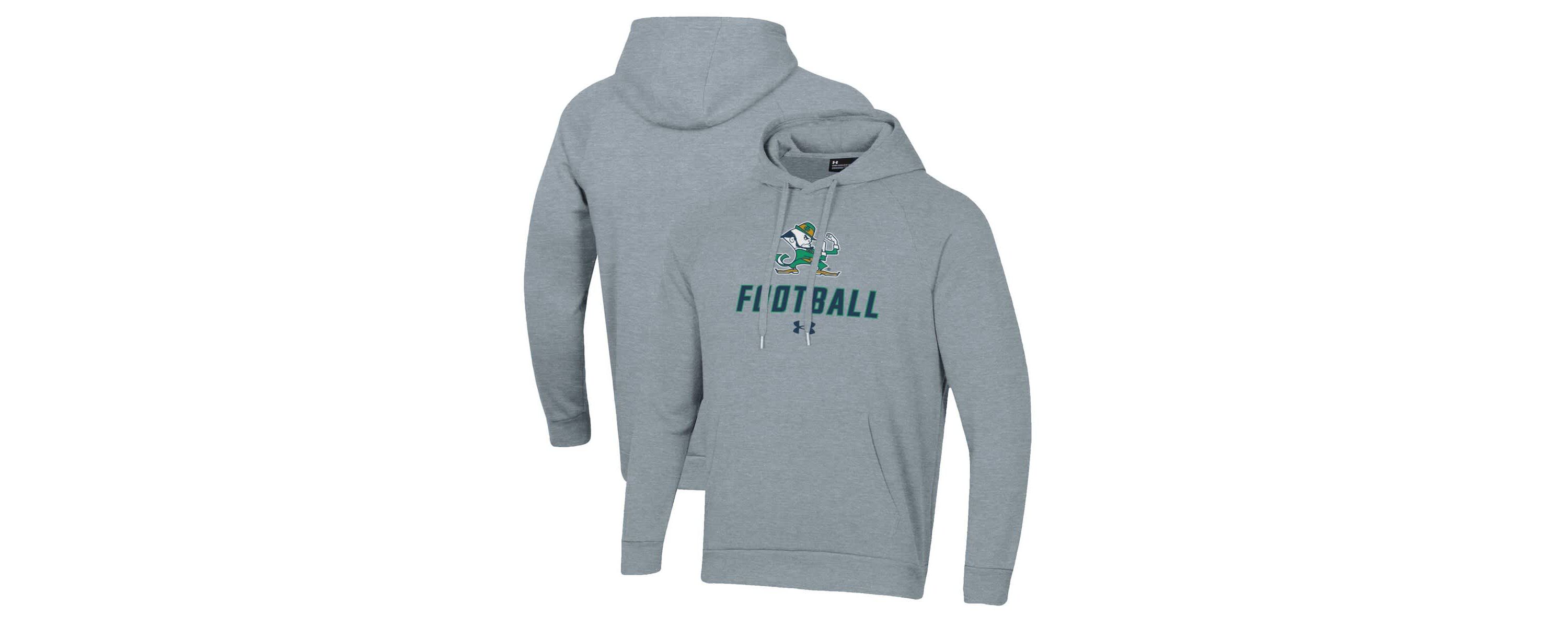 NCAA Under Armour Grey Notre Dame Fighting Irish Football Rival Fleece Pullover Hoodie