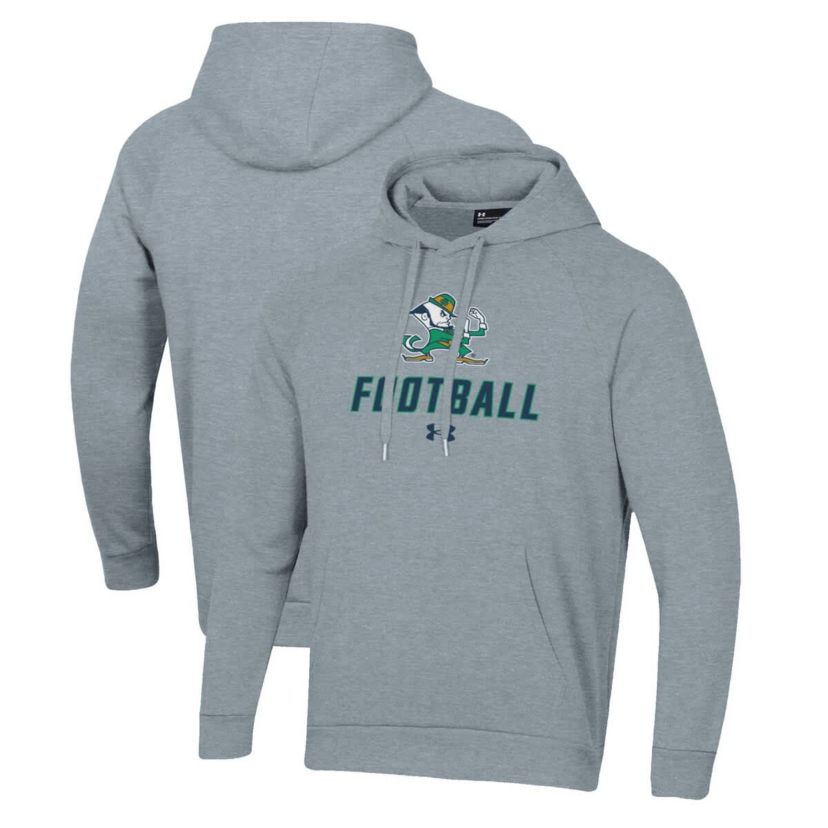 NCAA Under Armour Grey Notre Dame Fighting Irish Football Rival Fleece Pullover Hoodie
