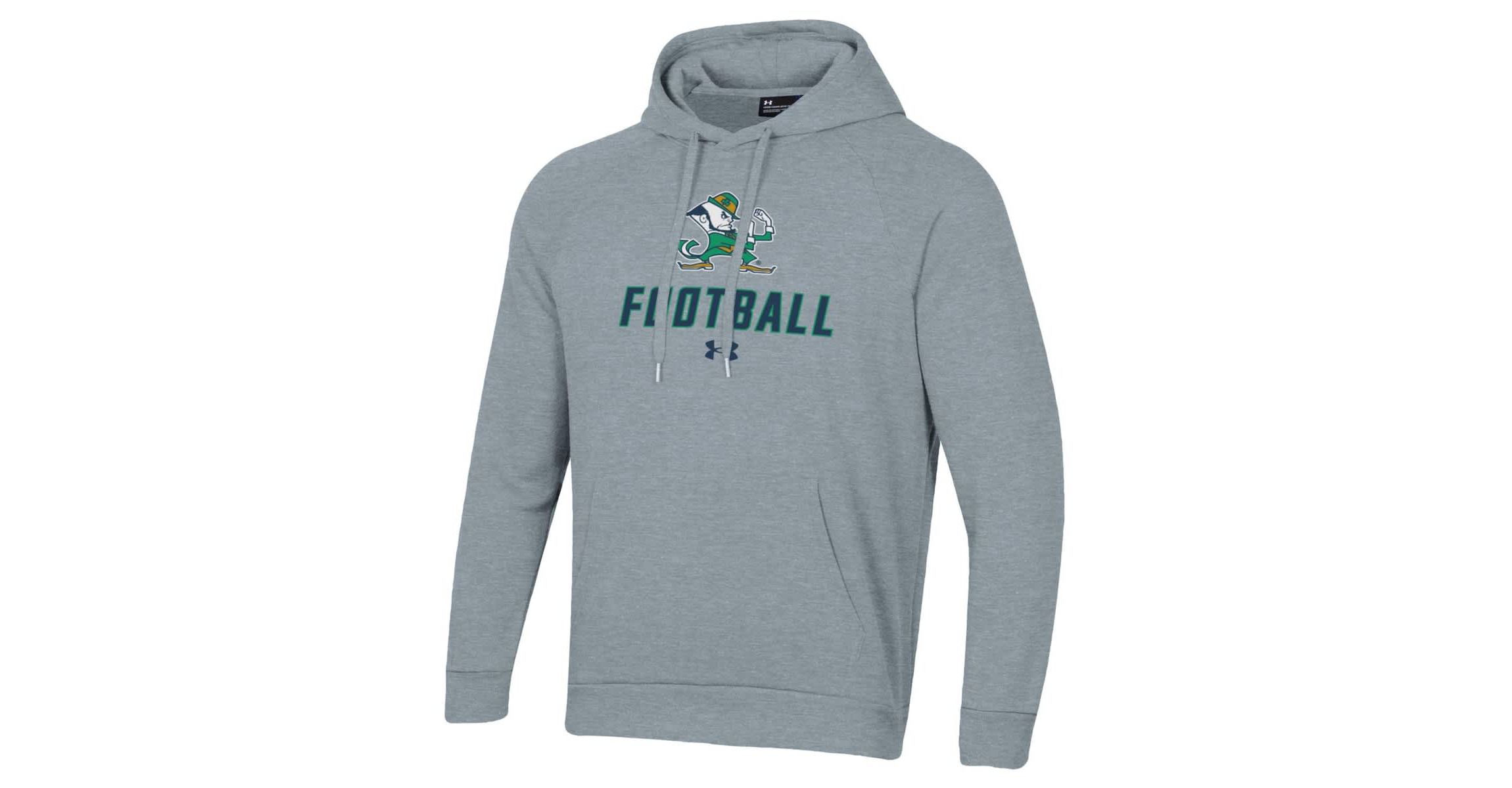 NCAA Under Armour Grey Notre Dame Fighting Irish Football Rival Fleece Pullover Hoodie