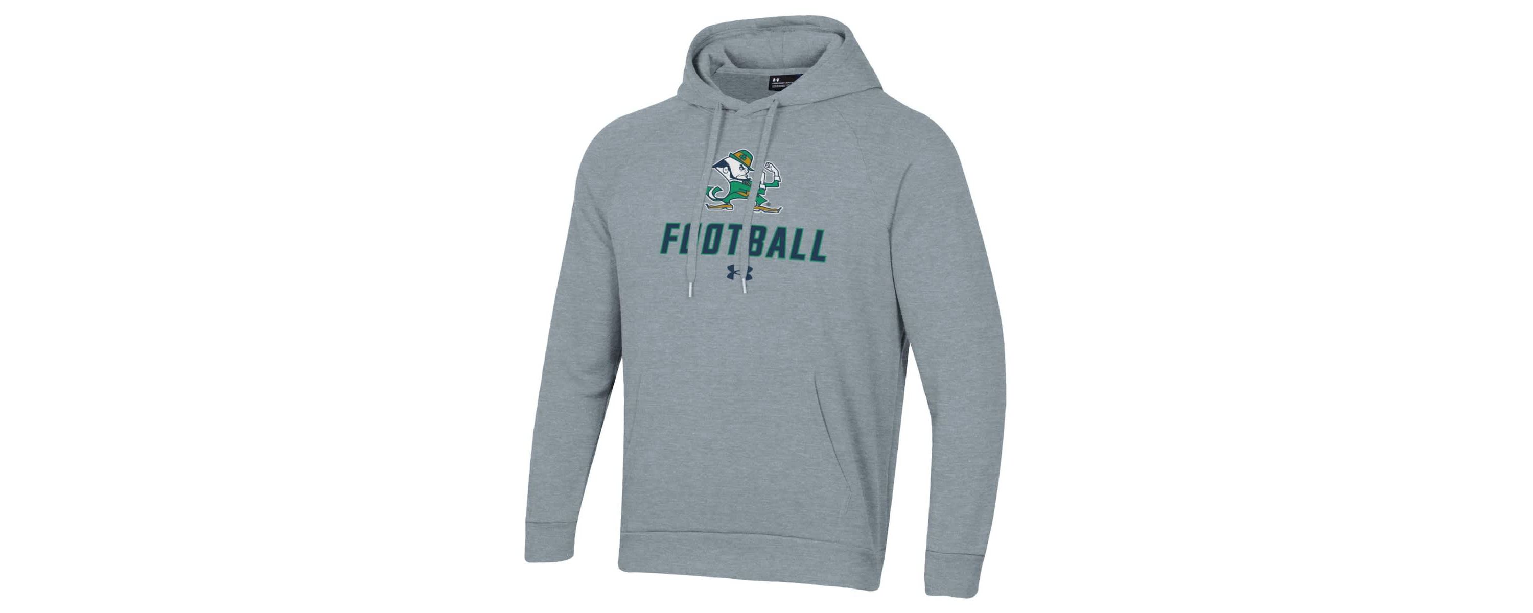 NCAA Under Armour Grey Notre Dame Fighting Irish Football Rival Fleece Pullover Hoodie