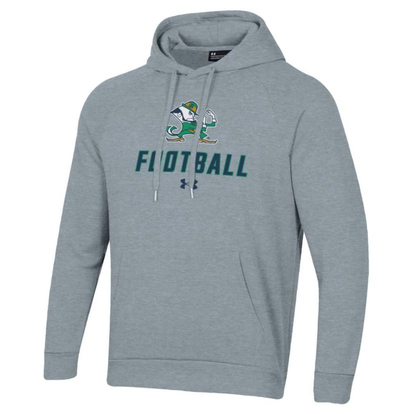 NCAA Under Armour Grey Notre Dame Fighting Irish Football Rival Fleece Pullover Hoodie