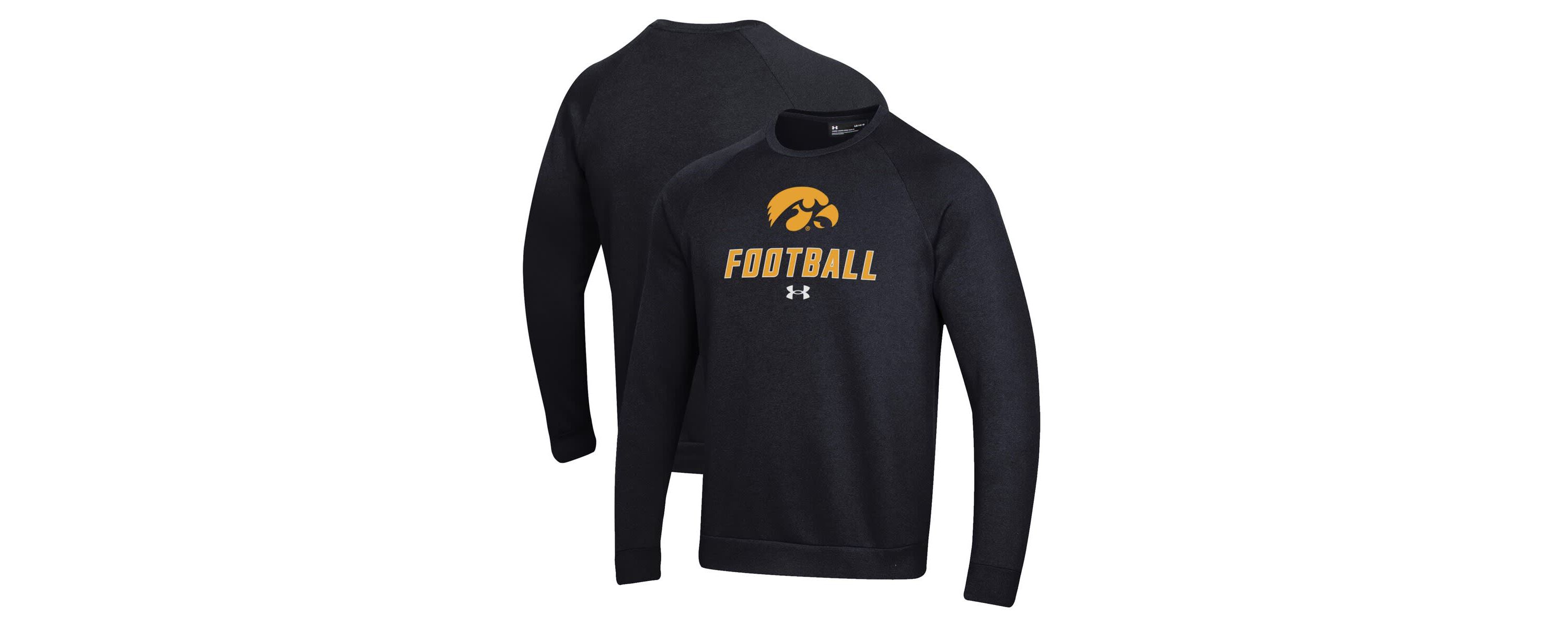 NCAA Under Armour Iowa Hawkeyes Football Rival Fleece Raglan Pullover Sweatshirt
