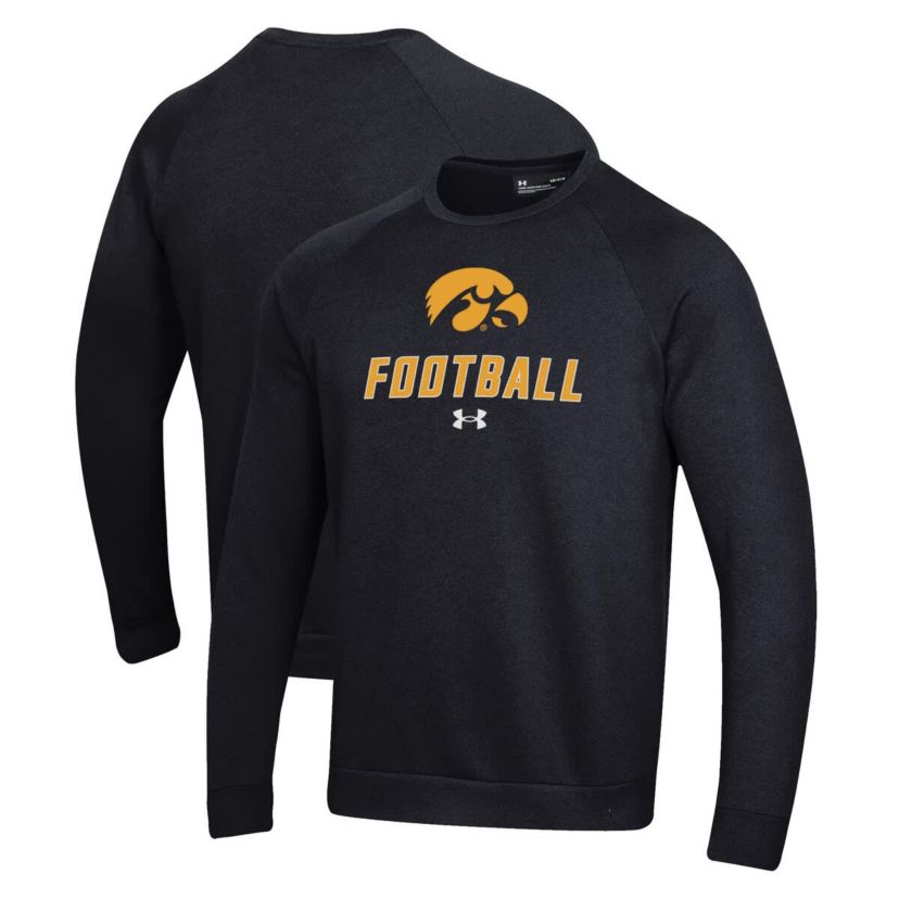 NCAA Under Armour Iowa Hawkeyes Football Rival Fleece Raglan Pullover Sweatshirt