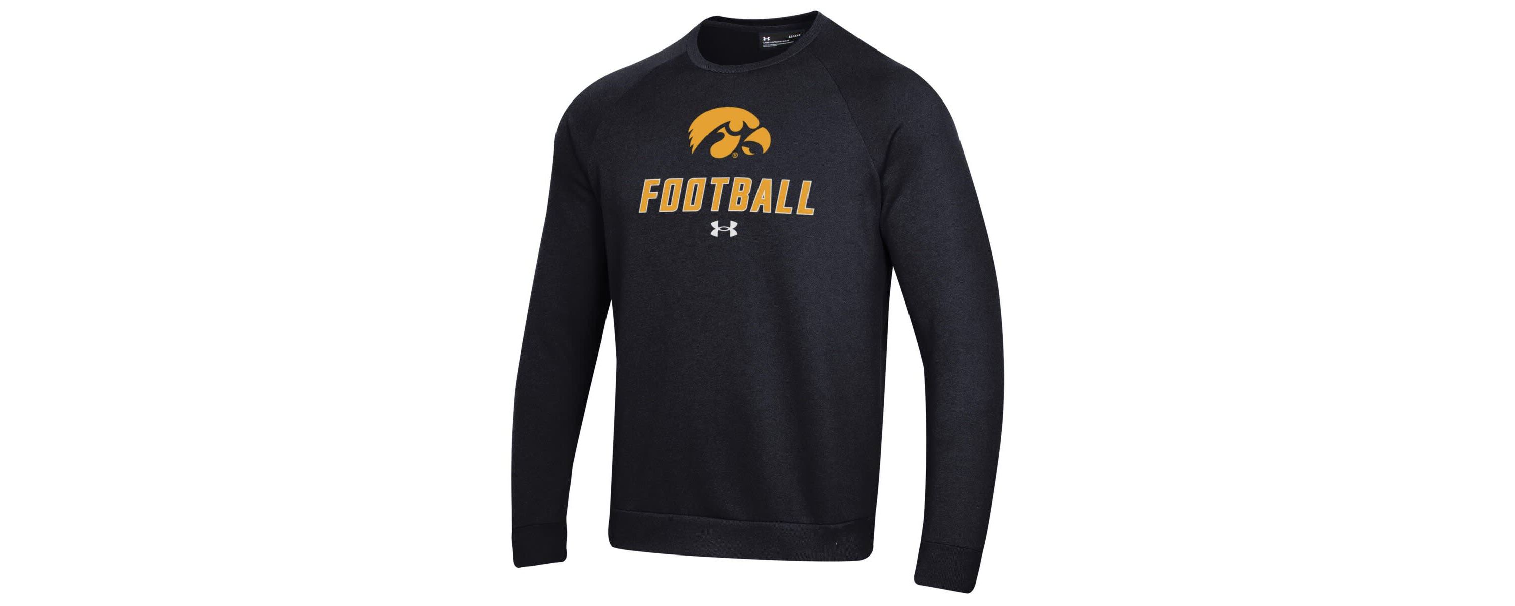 NCAA Under Armour Iowa Hawkeyes Football Rival Fleece Raglan Pullover Sweatshirt