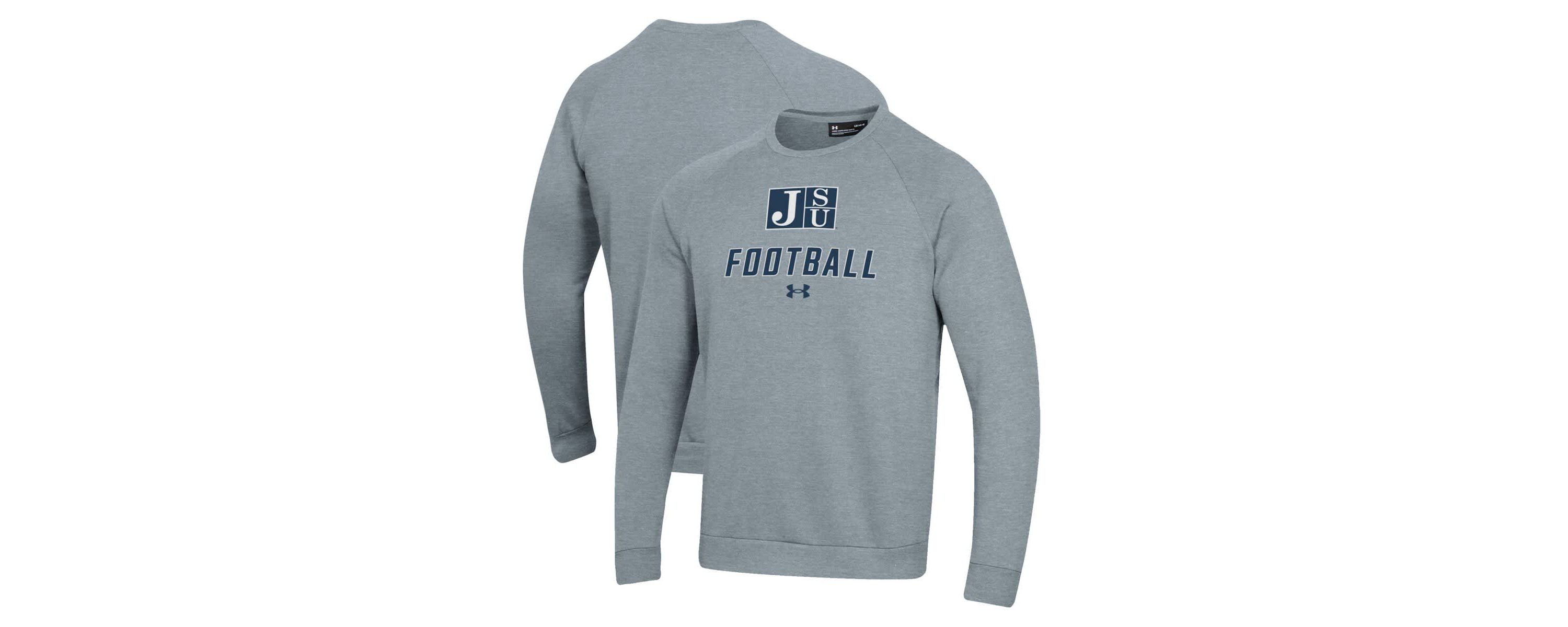 NCAA Under Armour Grey Jackson State Tigers Football Rival Fleece Raglan Pullover Sweatshirt