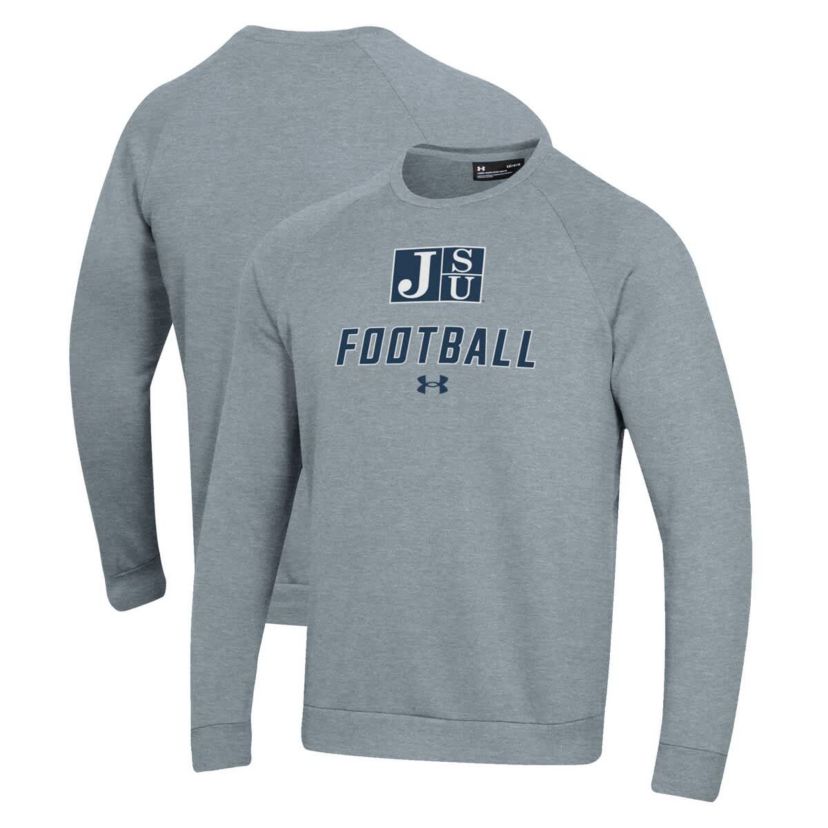 NCAA Under Armour Grey Jackson State Tigers Football Rival Fleece Raglan Pullover Sweatshirt