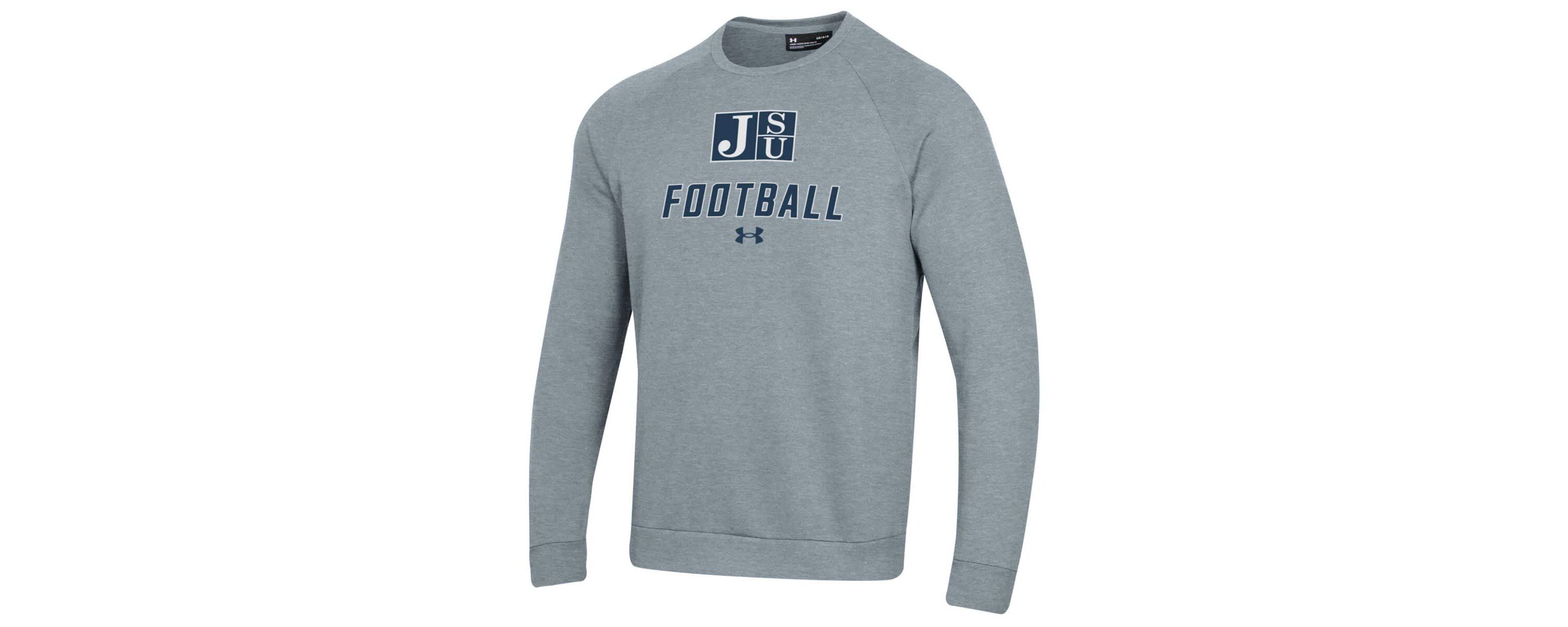 NCAA Under Armour Grey Jackson State Tigers Football Rival Fleece Raglan Pullover Sweatshirt