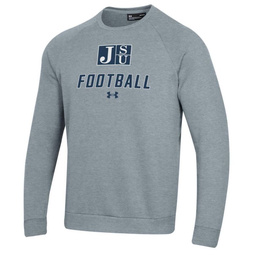 NCAA Under Armour Grey Jackson State Tigers Football Rival Fleece Raglan Pullover Sweatshirt