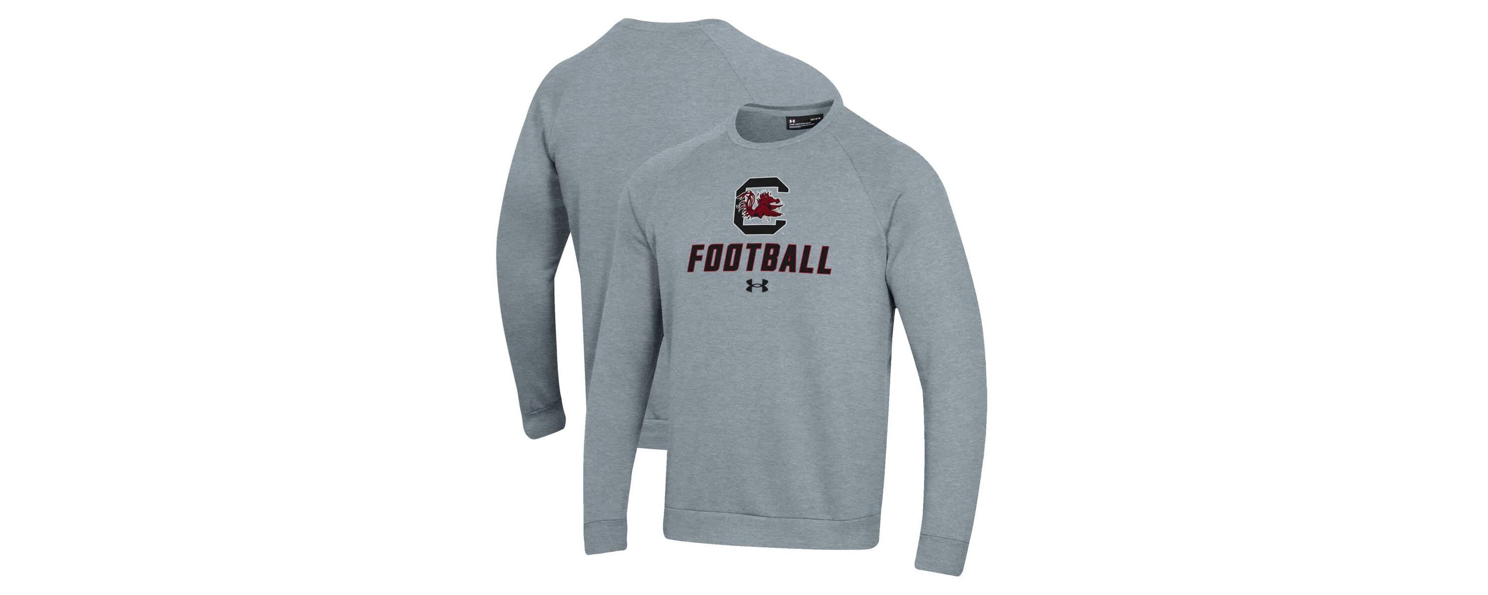 NCAA Under Armour Grey South Carolina Gamecocks Football Rival Fleece Raglan Pullover Sweatshirt