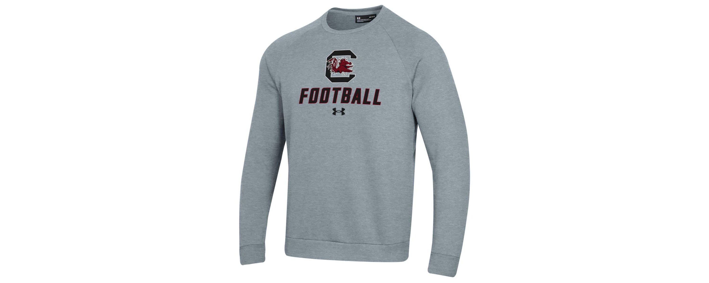 NCAA Under Armour Grey South Carolina Gamecocks Football Rival Fleece Raglan Pullover Sweatshirt