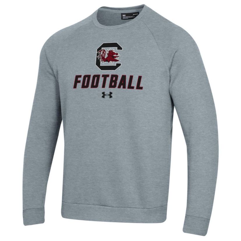 NCAA Under Armour Grey South Carolina Gamecocks Football Rival Fleece Raglan Pullover Sweatshirt