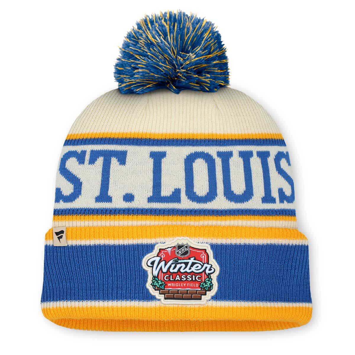 NHL Fanatics Blue/Cream St. Louis Blues 2025 NHL Winter Classic Cuffed Knit Hat with Pom