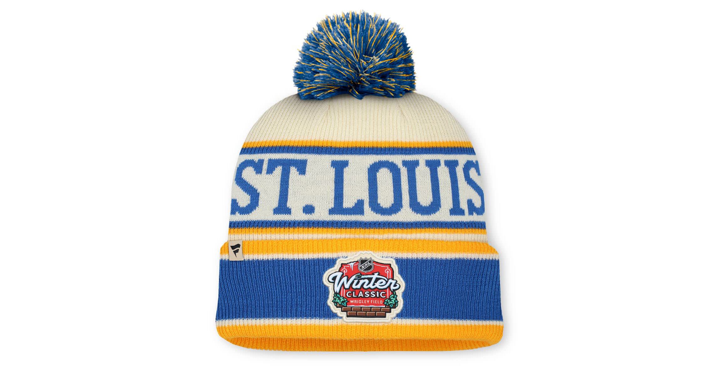 NHL Fanatics Blue/Cream St. Louis Blues 2025 NHL Winter Classic Cuffed Knit Hat with Pom