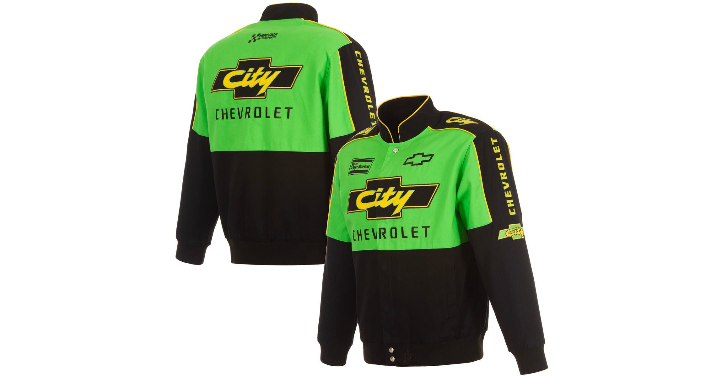 NASCAR Black/Green City Chevrolet Legend Full-Snap Twill Uniform Jacket