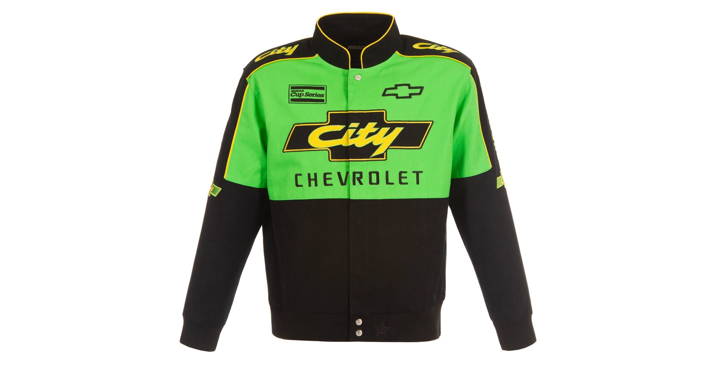 NASCAR Black/Green City Chevrolet Legend Full-Snap Twill Uniform Jacket