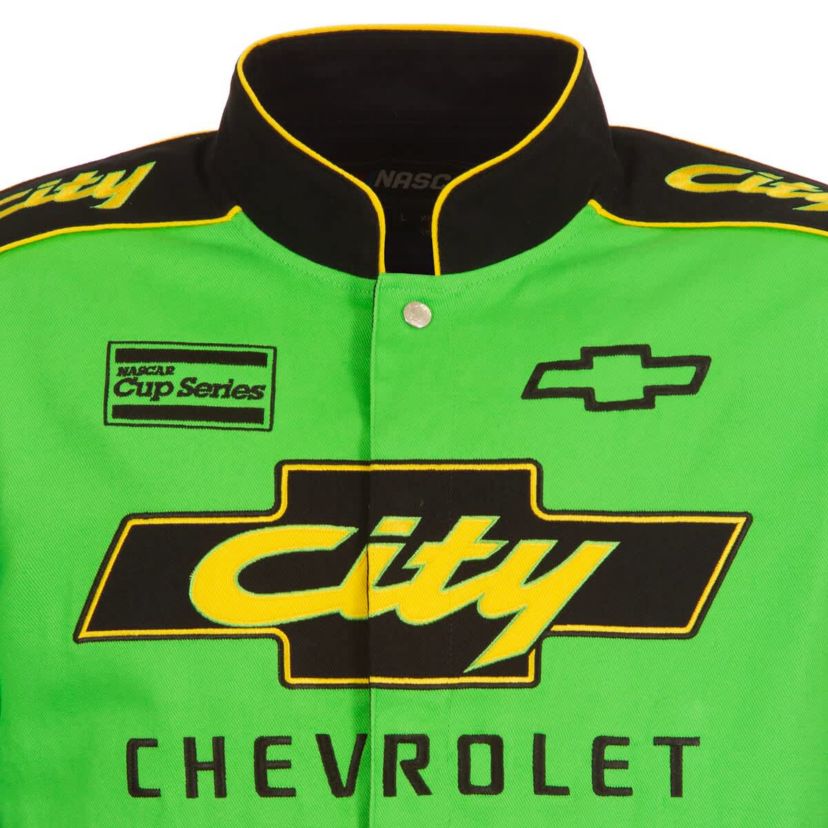 NASCAR Black/Green City Chevrolet Legend Full-Snap Twill Uniform Jacket