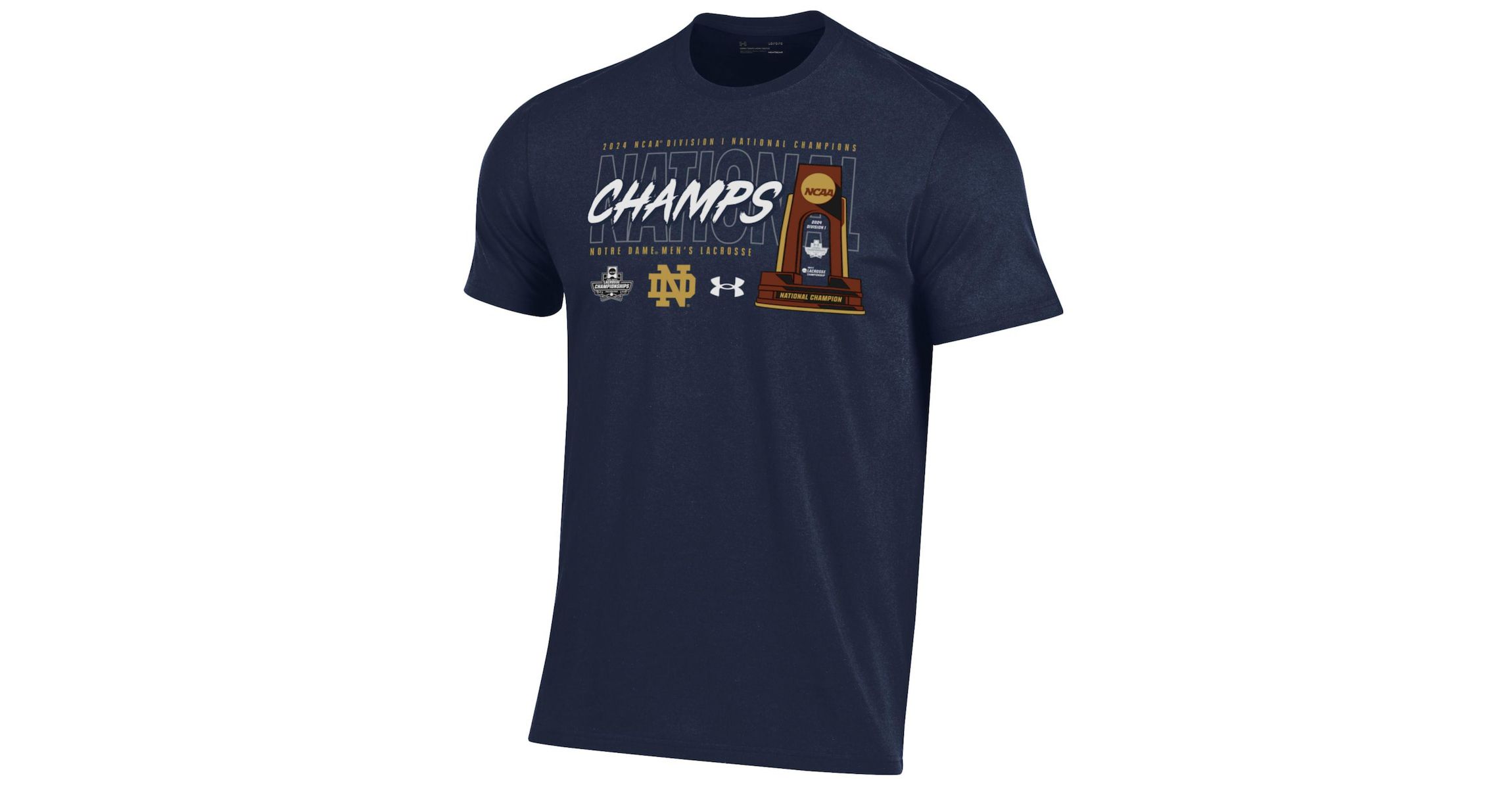NCAA Under Armour Notre Dame Fighting Irish 2024 NCAA Lacrosse National s Trophy T-Shirt