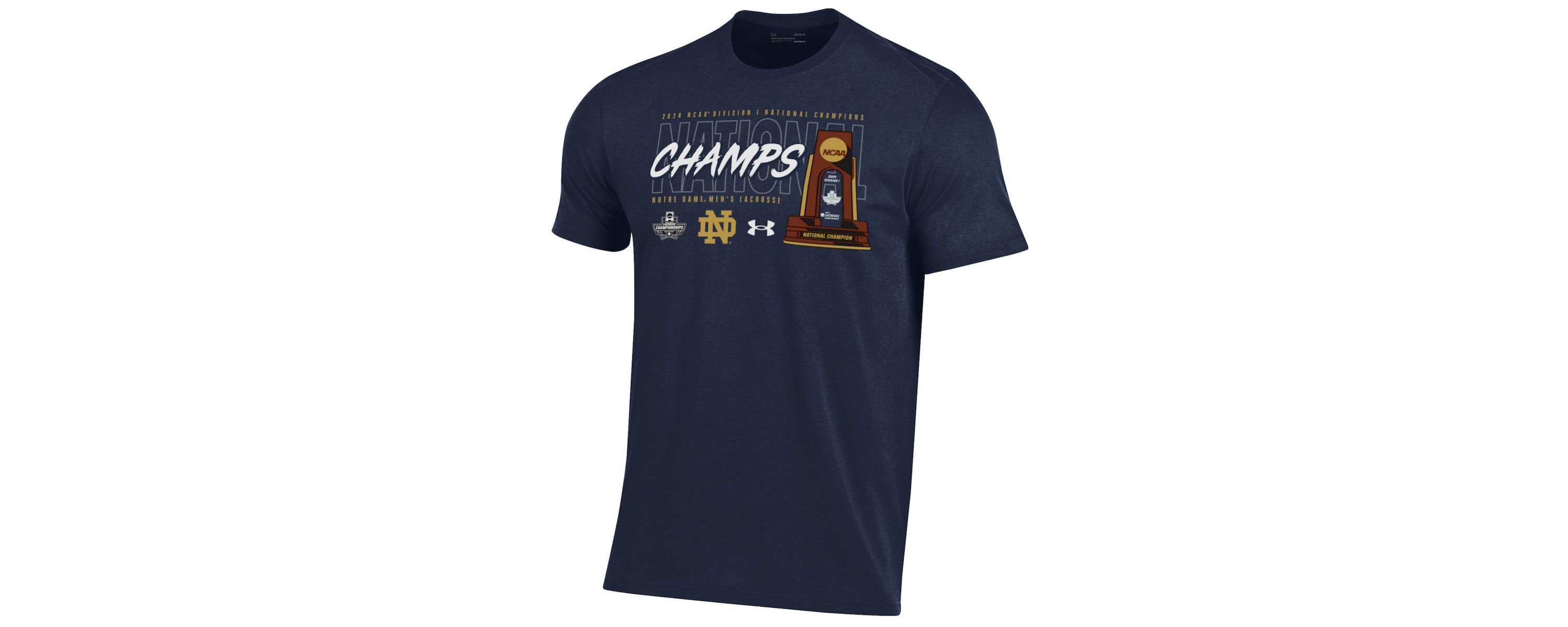 NCAA Under Armour Notre Dame Fighting Irish 2024 NCAA Lacrosse National s Trophy T-Shirt