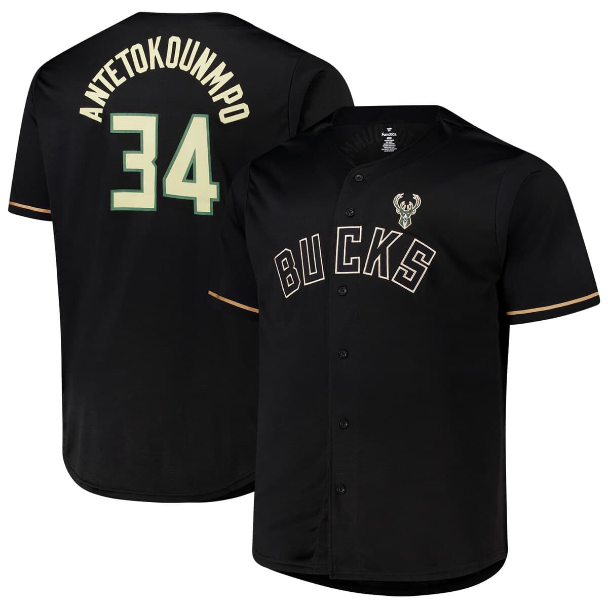 NBA Giannis Antetokounmpo Milwaukee Bucks Big & Tall Name & Number Button-Up Jersey