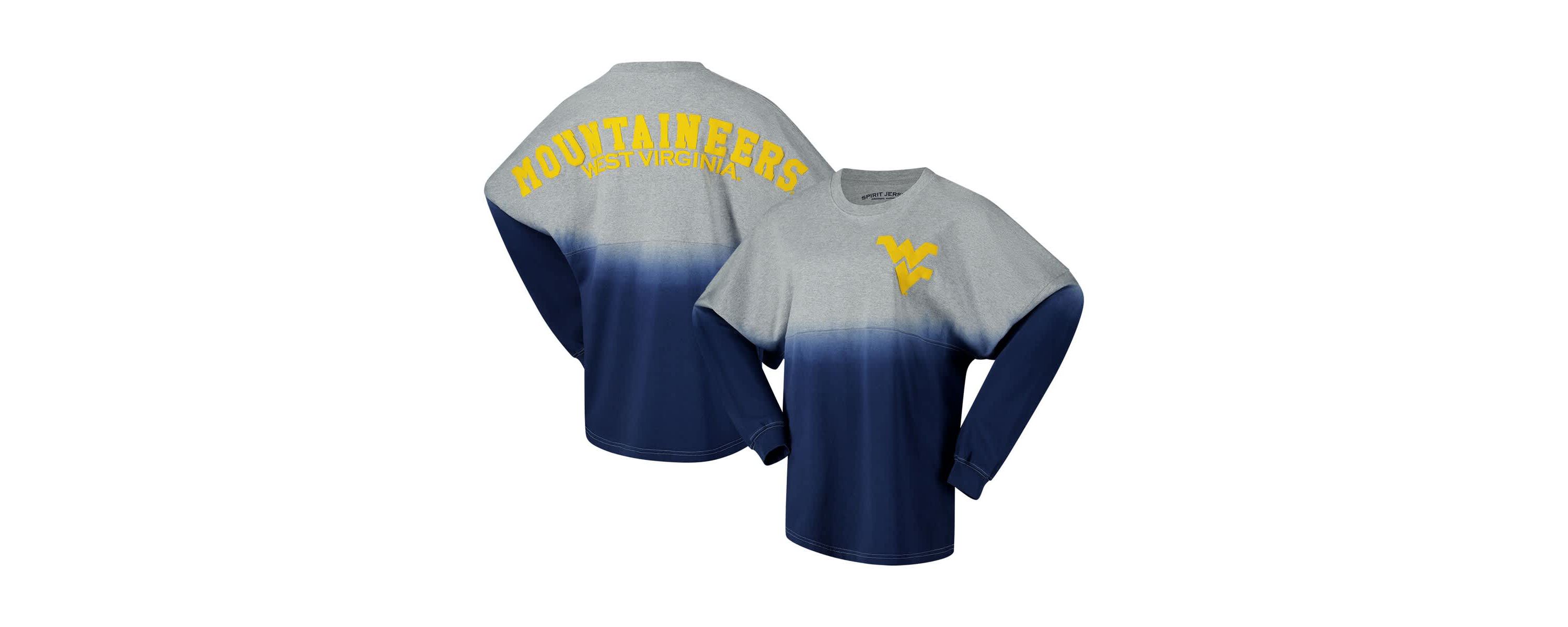 NCAA Unisex West Virginia Mountaineers Ombre Long Sleeve T-Shirt