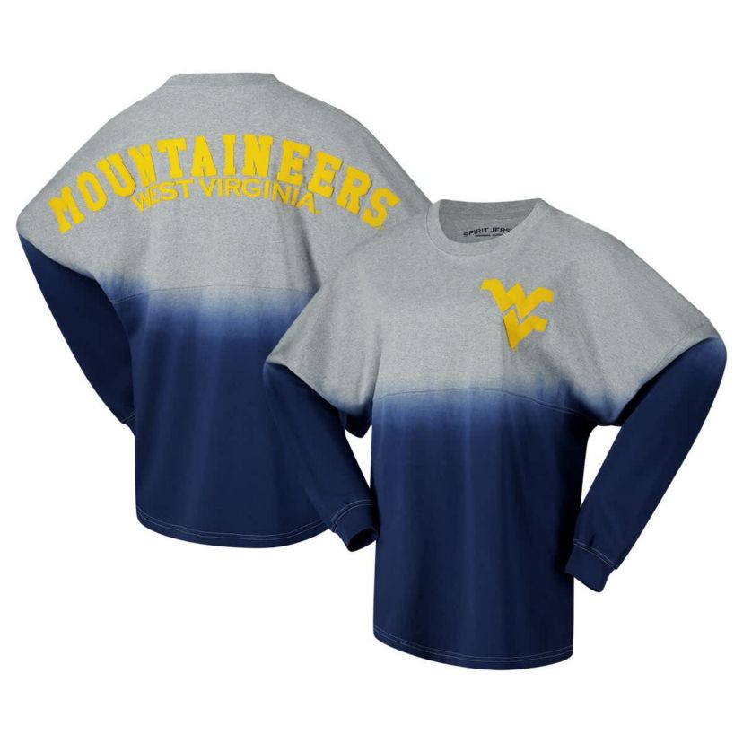 NCAA Unisex West Virginia Mountaineers Ombre Long Sleeve T-Shirt