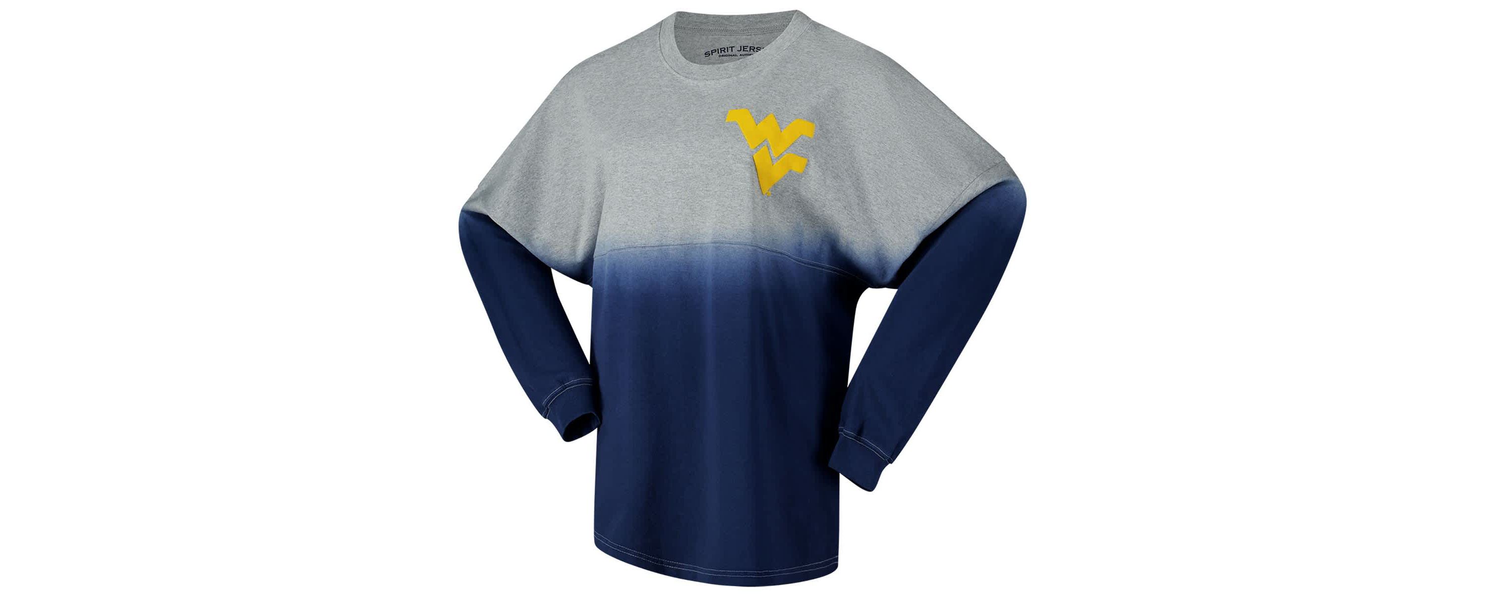 NCAA Unisex West Virginia Mountaineers Ombre Long Sleeve T-Shirt