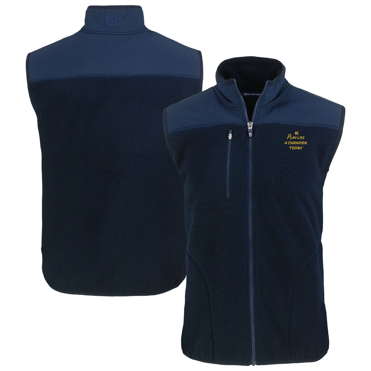 NCAA Navy/Blue Notre Dame Fighting Irish Play Like A Today Cascade Eco Sherpa Fleece Full-Zip Vest