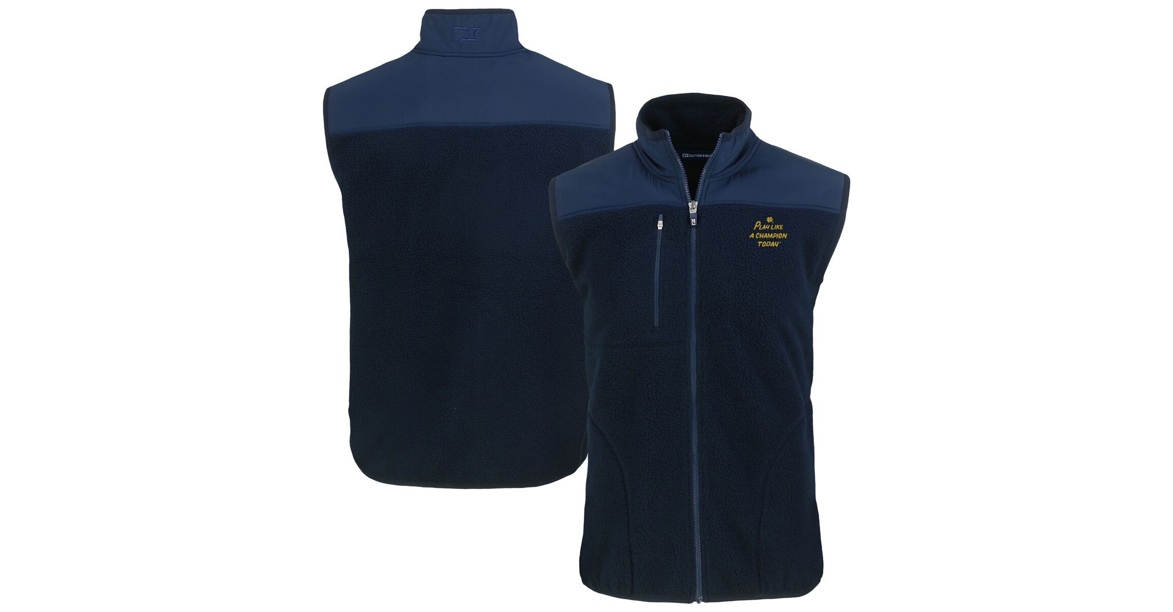 NCAA Navy/Blue Notre Dame Fighting Irish Play Like A Today Cascade Eco Sherpa Fleece Full-Zip Vest