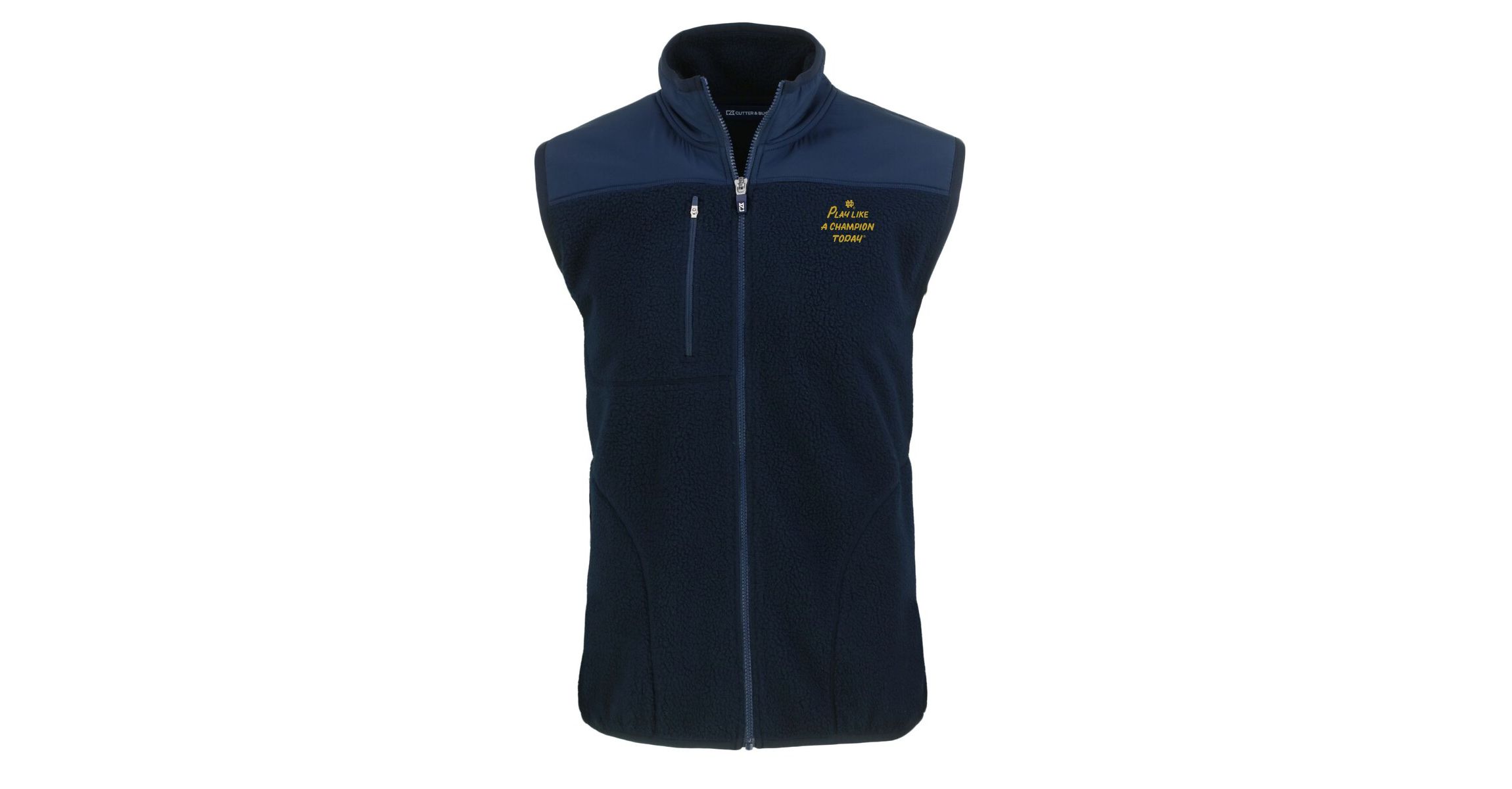 NCAA Navy/Blue Notre Dame Fighting Irish Play Like A Today Cascade Eco Sherpa Fleece Full-Zip Vest