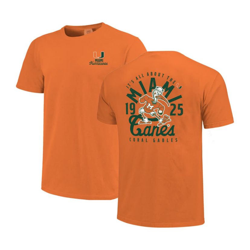 Miami (FL) Hurricanes NCAA Miami Hurricanes Mascot Overlay T-Shirt