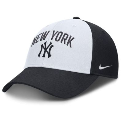 Men's MLB Nike White/Navy New York Yankees Club Performance Adjustable Hat, White, Medium
