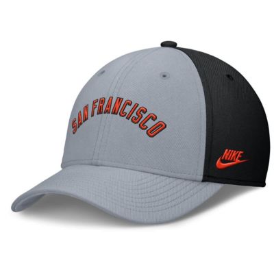 Men's MLB Nike Gray/Black San Francisco Giants Rise Swoosh Performance Flex Hat, Gray, Medium