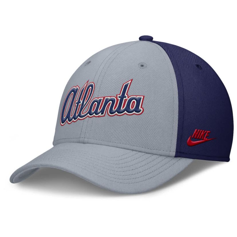 MLB Nike Gray/Navy Atlanta Braves Rise Swoosh Performance Flex Hat
