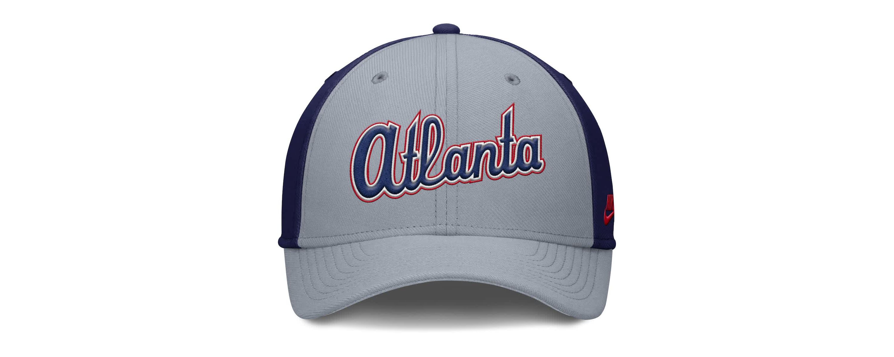 MLB Nike Gray/Navy Atlanta Braves Rise Swoosh Performance Flex Hat