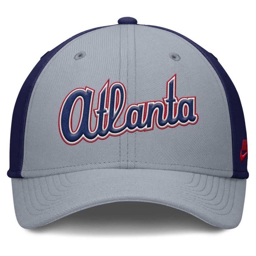 MLB Nike Gray/Navy Atlanta Braves Rise Swoosh Performance Flex Hat