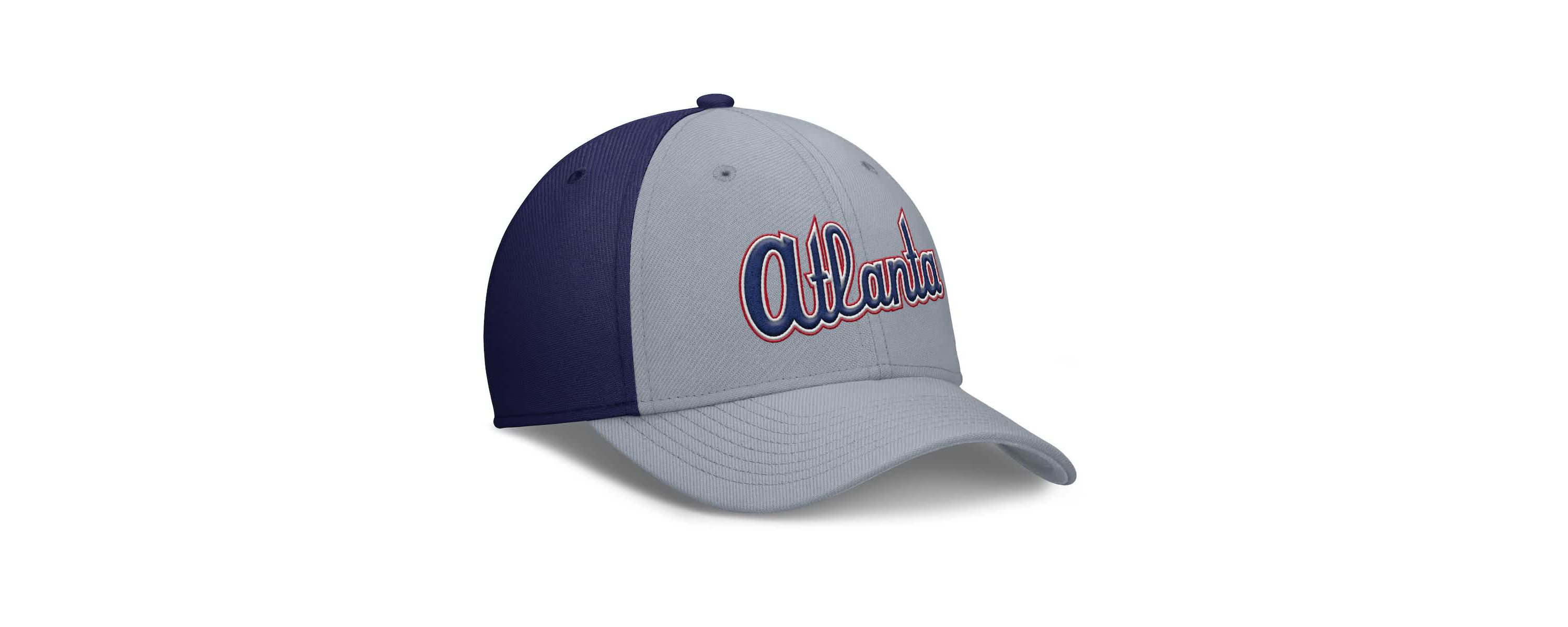 MLB Nike Gray/Navy Atlanta Braves Rise Swoosh Performance Flex Hat