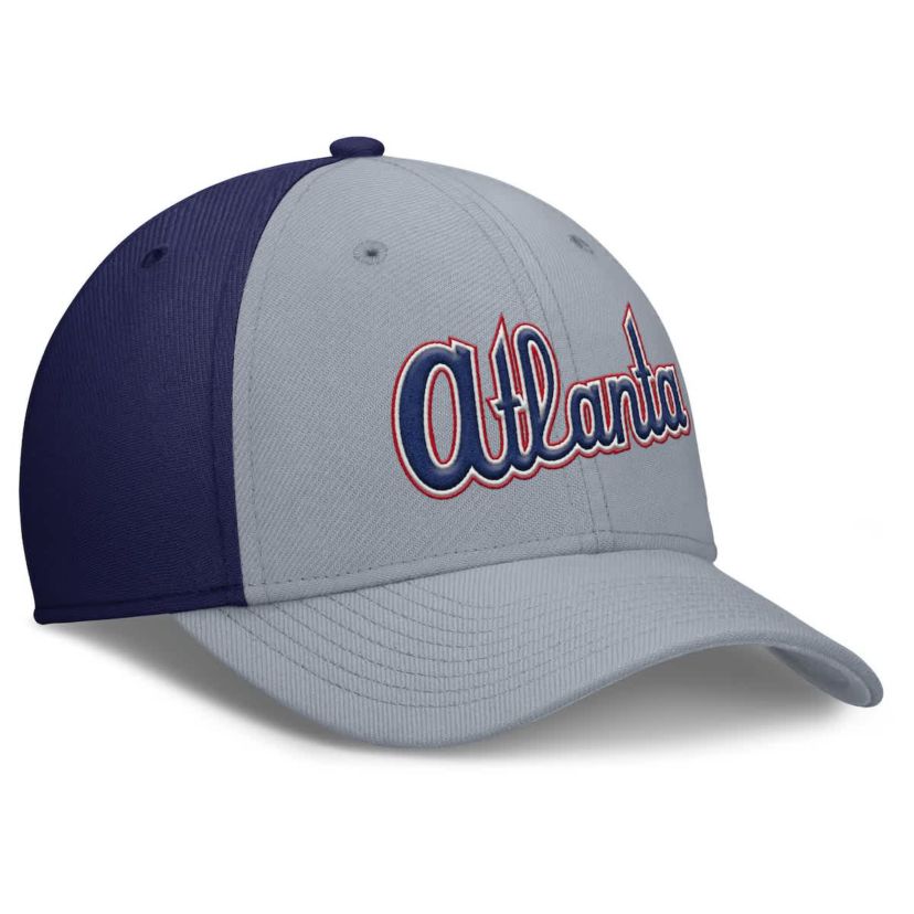MLB Nike Gray/Navy Atlanta Braves Rise Swoosh Performance Flex Hat
