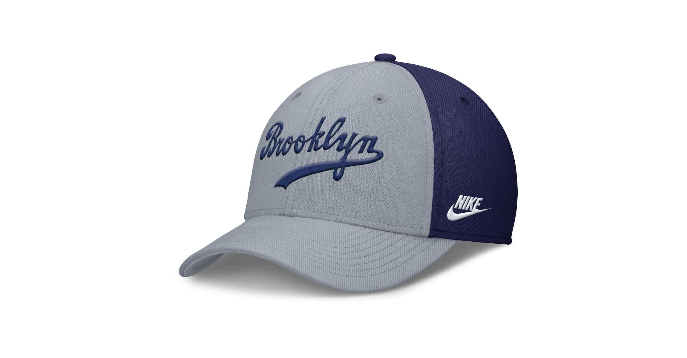 Cooperstown Teams Nike Gray/Navy Brooklyn Dodgers Rise Swoosh Performance Flex Hat