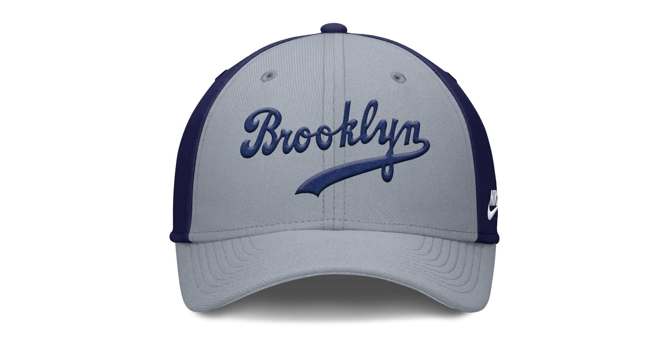 Cooperstown Teams Nike Gray/Navy Brooklyn Dodgers Rise Swoosh Performance Flex Hat