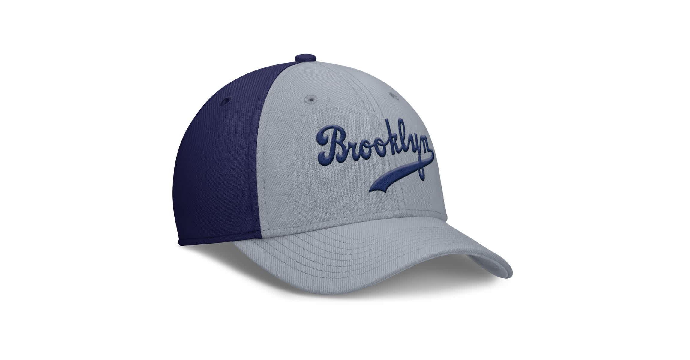 Cooperstown Teams Nike Gray/Navy Brooklyn Dodgers Rise Swoosh Performance Flex Hat