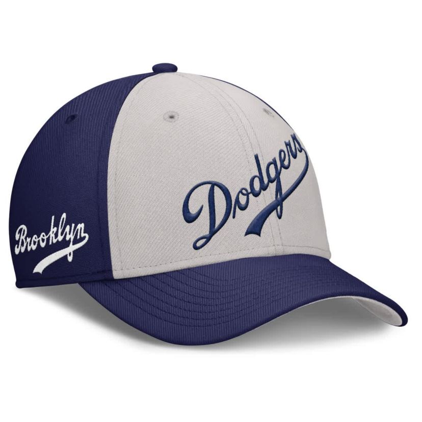 Cooperstown Teams Nike Navy/Gray Brooklyn Dodgers Rise Swoosh Performance Flex Hat