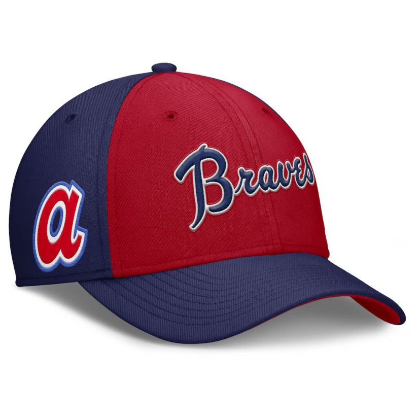 MLB Nike Navy/Red Atlanta Braves Rise Swoosh Performance Flex Hat