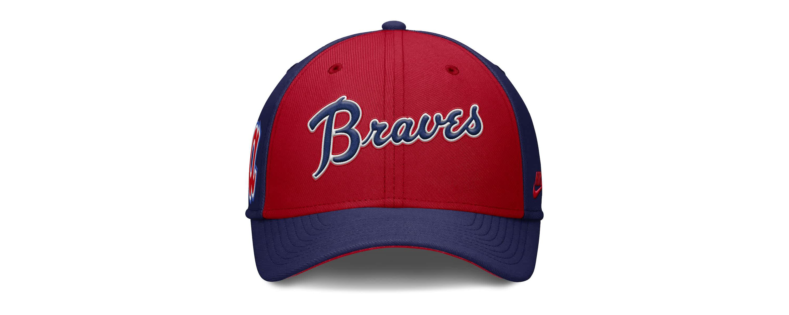 MLB Nike Navy/Red Atlanta Braves Rise Swoosh Performance Flex Hat