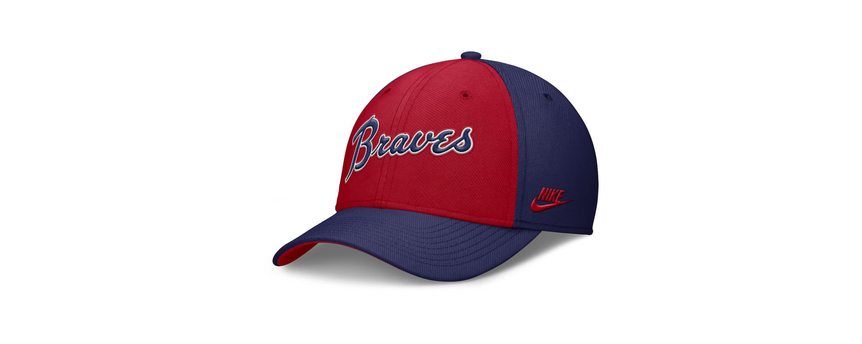 MLB Nike Navy/Red Atlanta Braves Rise Swoosh Performance Flex Hat
