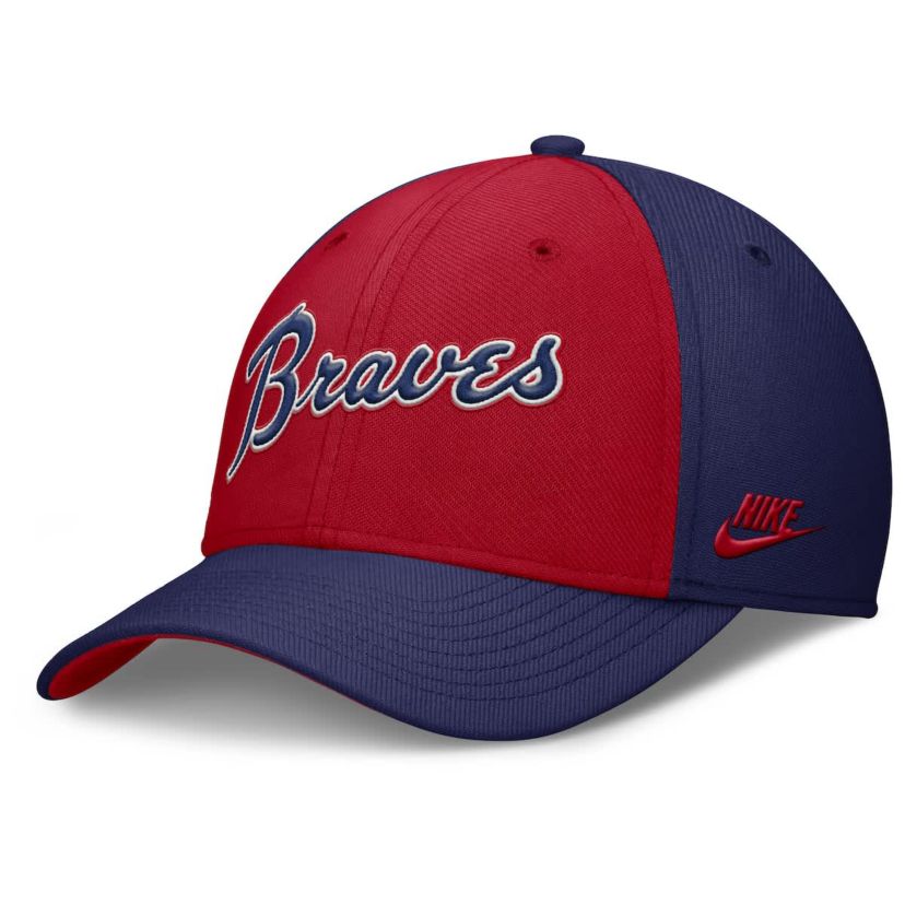 MLB Nike Navy/Red Atlanta Braves Rise Swoosh Performance Flex Hat