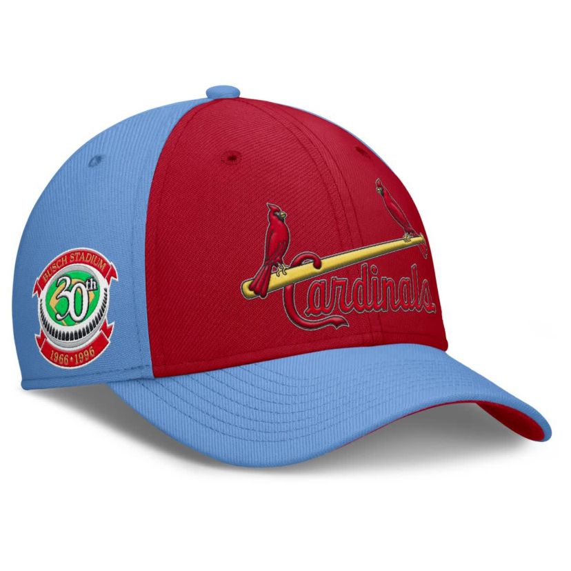 MLB Nike Light Blue/Red St. Louis Cardinals Rise Swoosh Performance Flex Hat