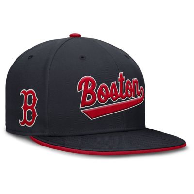 Men's Boston Red Sox MLB Nike Boston Sox Primetime Dri-FIT Round Bill True Fitted Hat, Navy Blue, 7 3/4