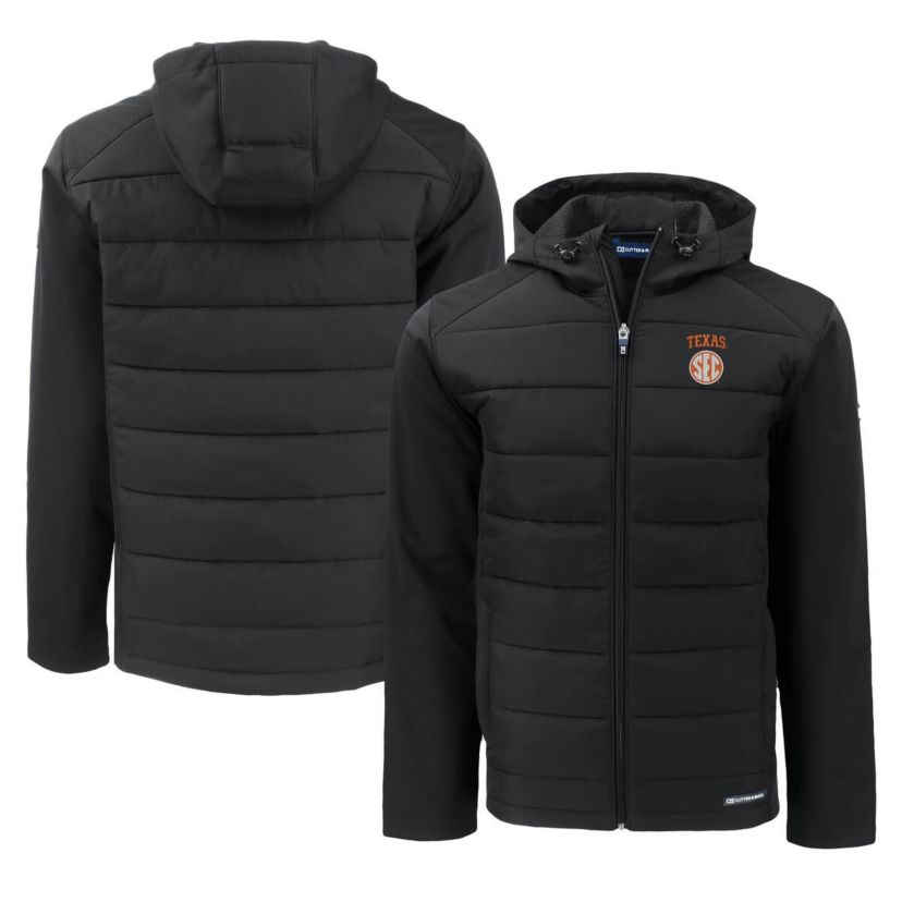 NCAA Texas Longhorns SEC Evoke Hybrid Eco Softshell Recycled Full-Zip Hoodie Jacket