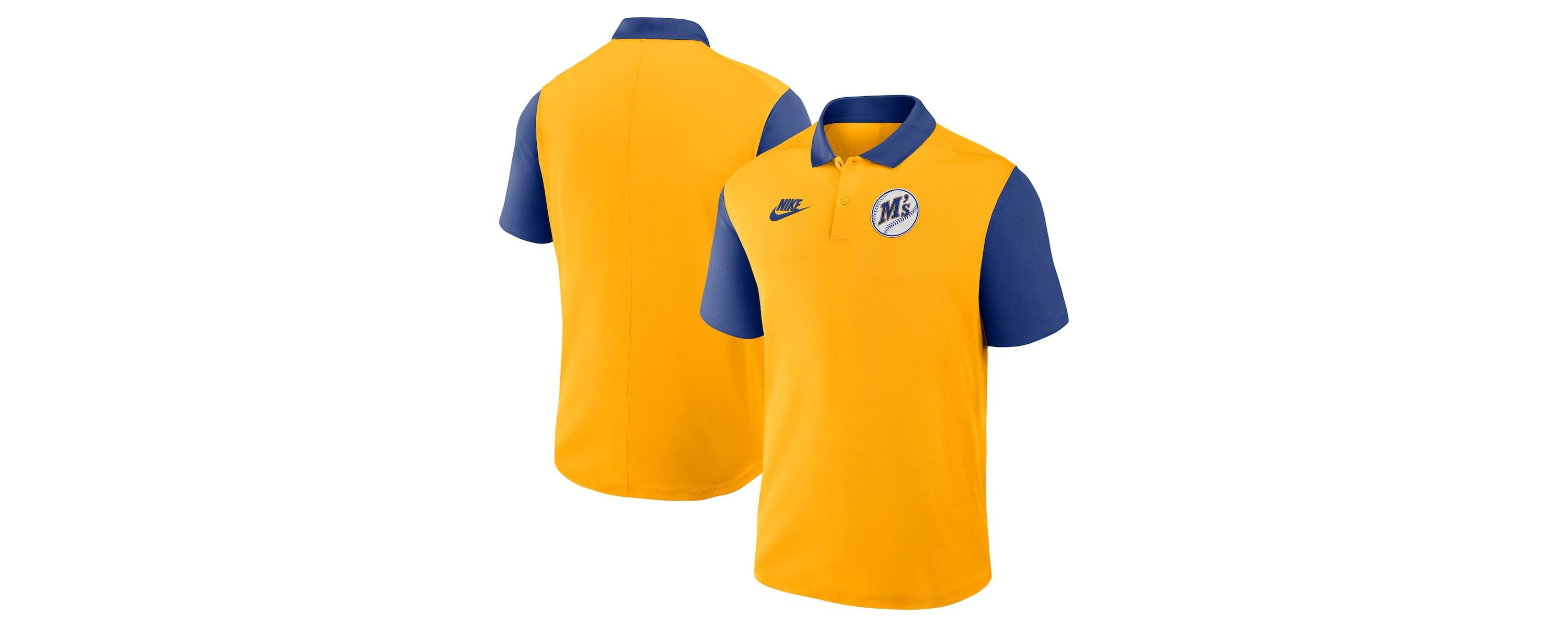 MLB Nike Gold/Royal Seattle Mariners Cooperstown Collection Color-Block Victory Dri-FIT Polo