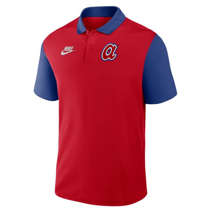 MLB Nike Red/Royal Atlanta Braves Cooperstown Collection Color-Block Victory Dri-FIT Polo